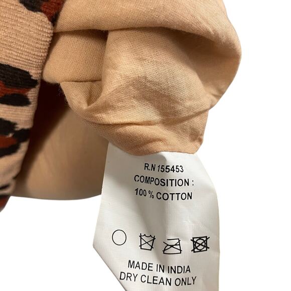 Elizabeth Wilson Ruff Neck Flare Sleeve Corduroy Leopard Print Top Womens Large - Picture 5 of 6